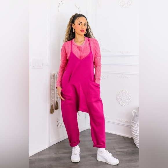 Pants - Vibrant Pink Women's Jumpsuit